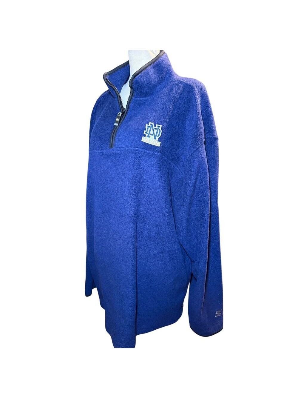 Starter Notre Dame Fighting Irish Fleece Quarter Zip Pullover, Blue, Unisex XL